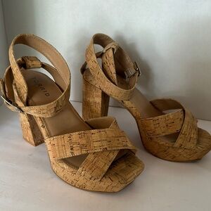 Torrid Women's Cork Platform Sandals - Size 7W - Wide Fit - Crisscross Straps